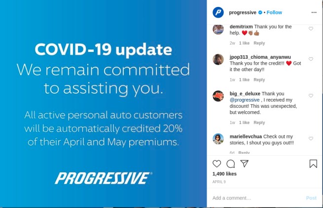 Progressive Insurance Covid 19
