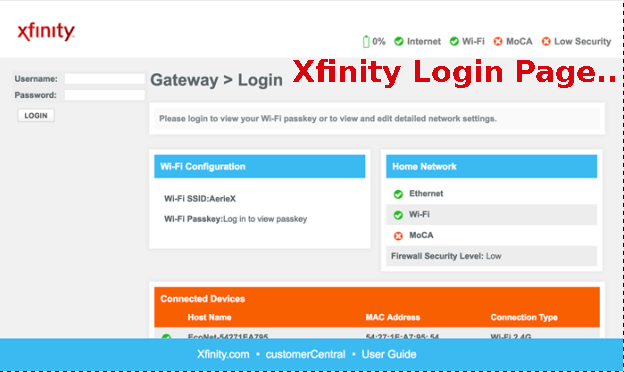 Xfinity and Comcast Login Page