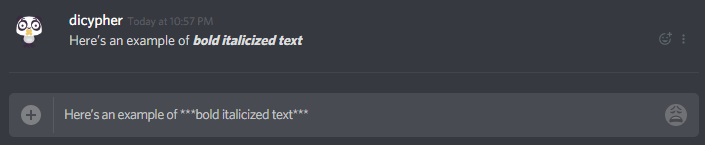 How to bold and italicize in discord combine effect