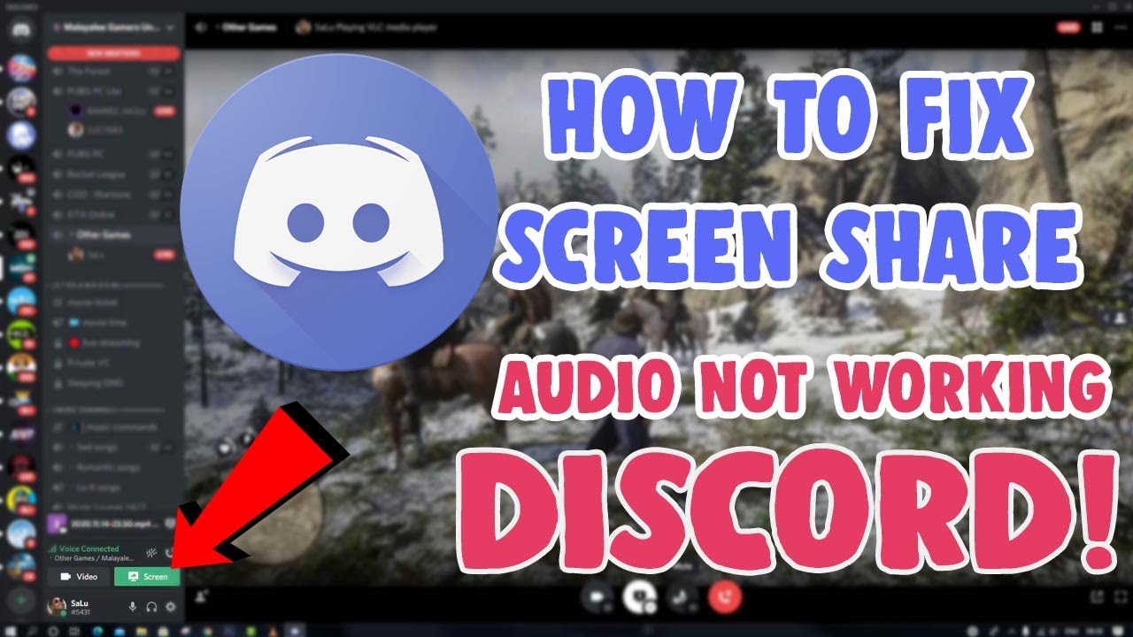 discord screen share audio not working