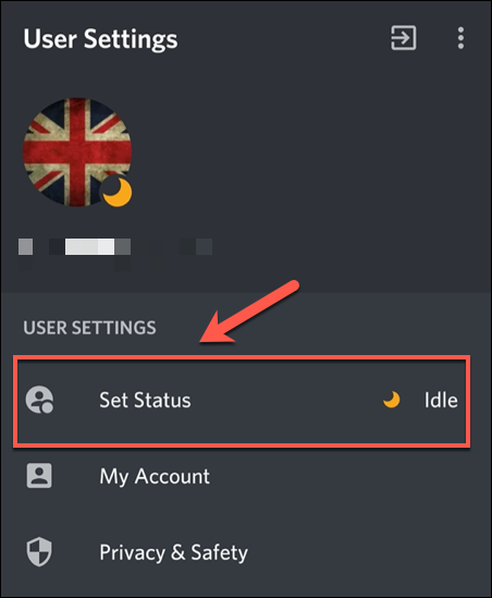 Change Default Discord Status on an iPhone