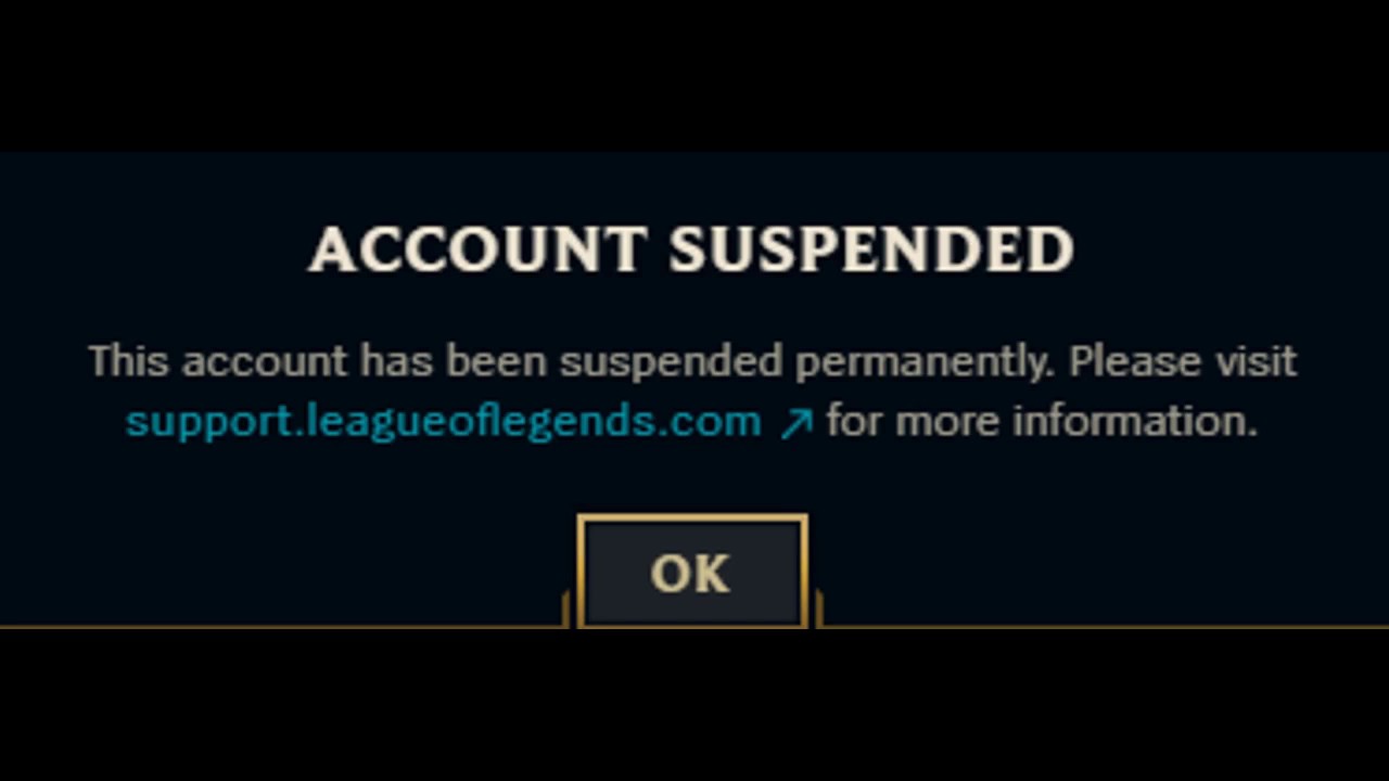 League of Legends Account Suspended