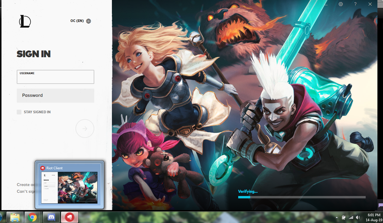 League of Legends Login / Sign in Button Not Working