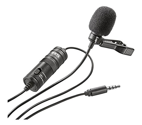 Boya ByM1 Auxiliary Omnidirectional Lavalier Condenser Microphone with 20ft Audio Cable (Black)